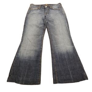 7 For All Mankind Dojo Jeans Women 28 Flare Dark Blue Fade Made In USA (30x28.5)